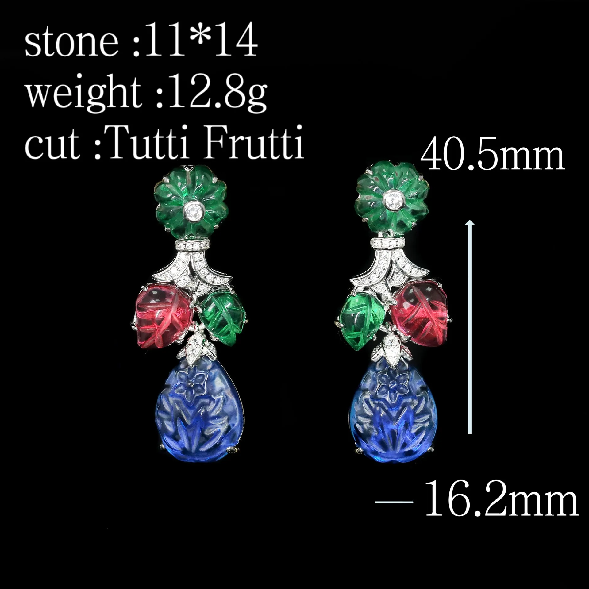High-end custom women's earrings made of 925 sterling silver and colored gemstones
High-end custom women's earrings made of 925 sterling silver and colored gemstones