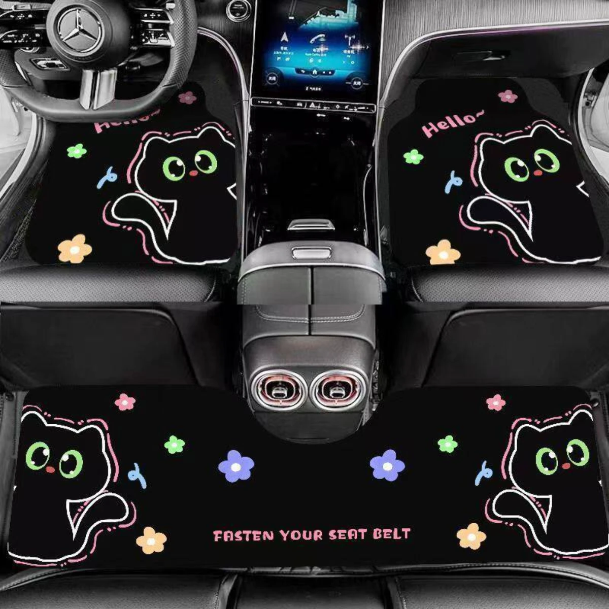 Cartoon black cat cute silk loop car floor mat, foot dust remover, universal car protection mat, rear seat connected mat
Cartoon black cat cute silk loop car floor mat, foot dust remover, universal car protection mat, rear seat connected mat