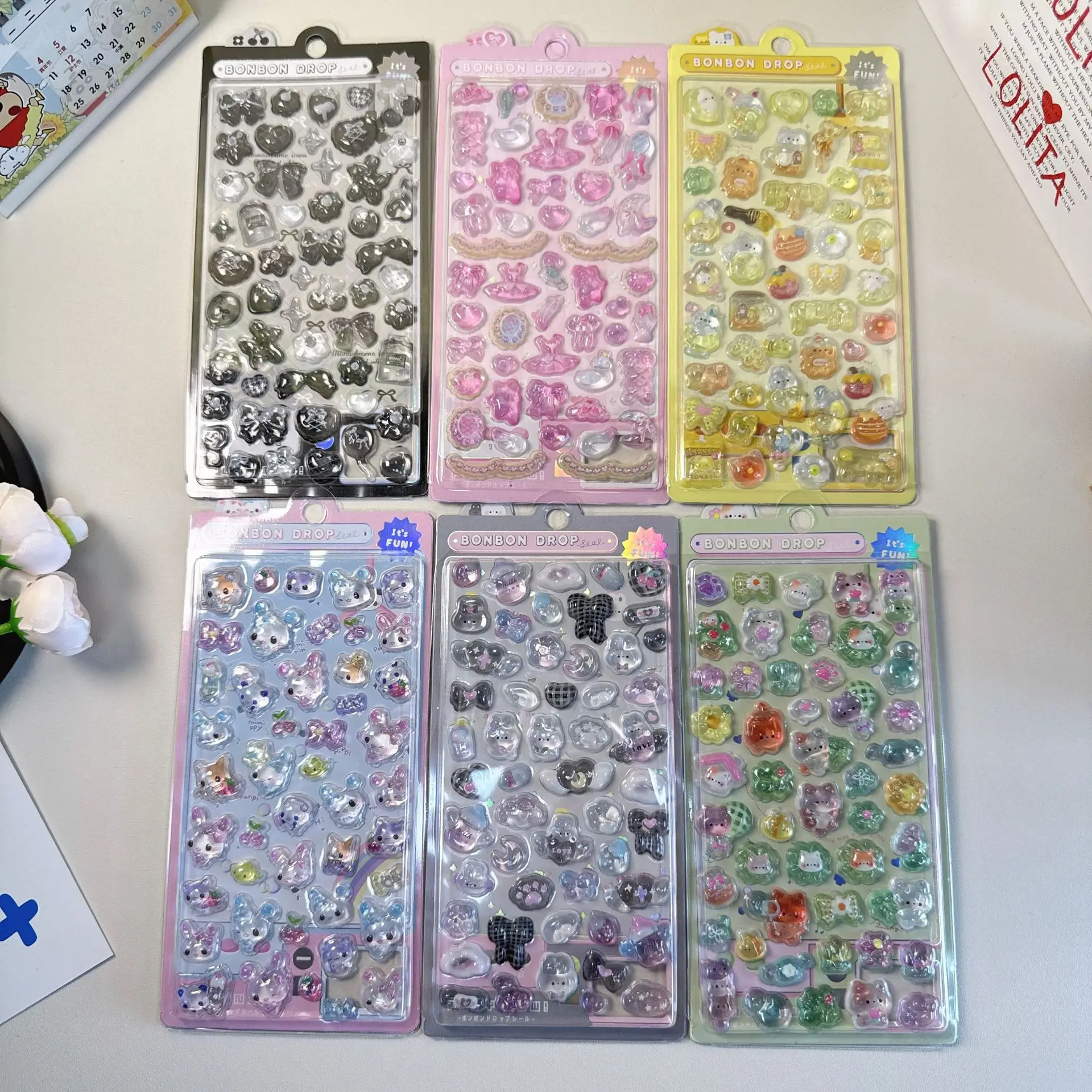 6Pcs 3D Domed Resin Sticker Set Cute Animal Rabbit with Bow & Four Leaf Clover for Planner Journal Phone Case
6Pcs 3D Domed Resin Sticker Set Cute Animal Rabbit with Bow & Four Leaf Clover for Planner Journal Phone Case