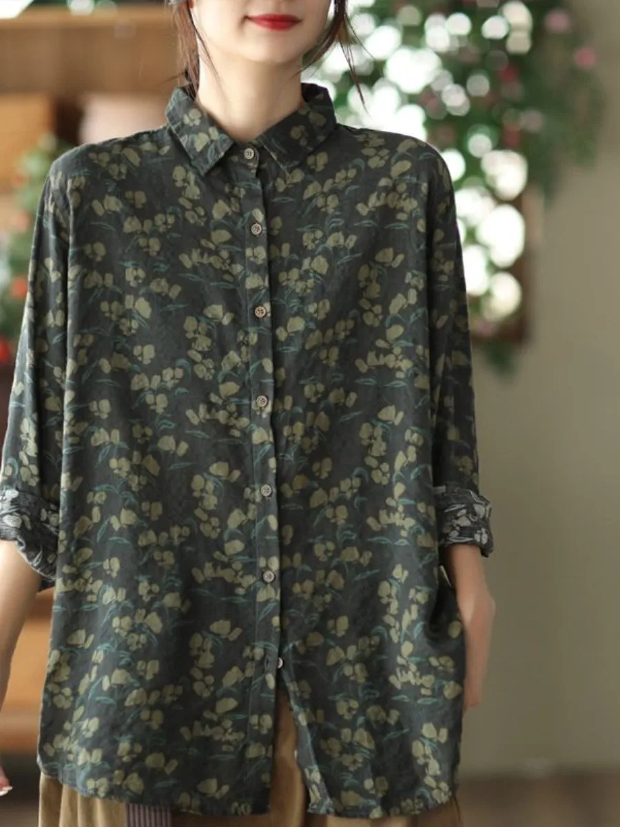 Retro Floral Print Cotton Linen Casual Shirt Women's Long Sleeve Autumn New Style Floral Top Women's Fashion Artistic Shirt
Retro Floral Print Cotton Linen Casual Shirt Women's Long Sleeve Autumn New Style Floral Top Women's Fashion Artistic Shirt