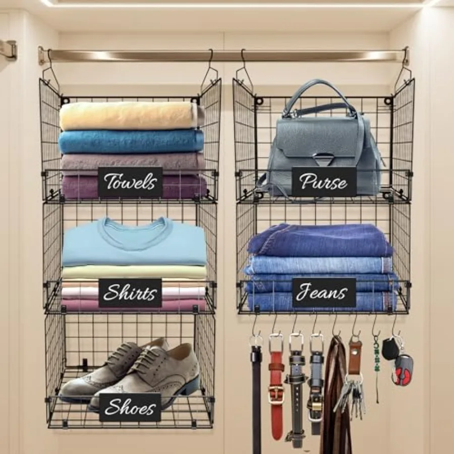 5-Tier Adjustable Hanging Closet Organizer Maximize Hanging Storage w/ 4 Hanging Hooks, 8 S Hooks and 5 Name Plates - Sturdy Fo
5-Tier Adjustable Hanging Closet Organizer Maximize Hanging Storage w/ 4 Hanging Hooks, 8 S Hooks and 5 Name Plates - Sturdy Fo