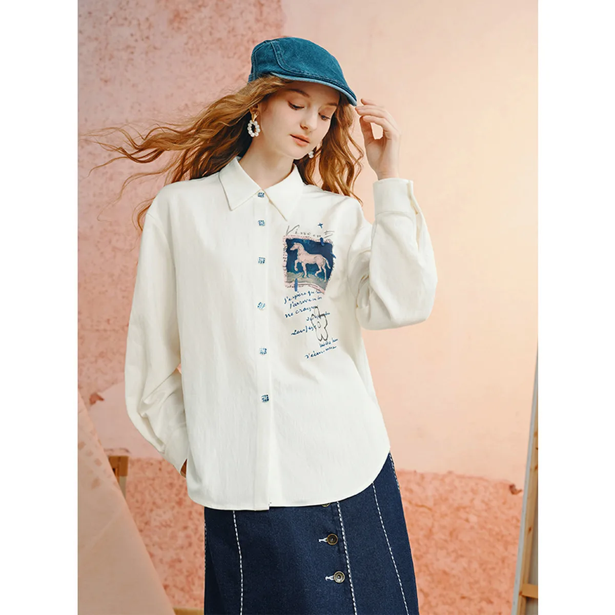 Van Gogh Art Print White Horse Sunset Retro Embroidered Long Sleeve Tee
Van Gogh Art Print White Horse Sunset Retro Embroidered Long Sleeve Tee