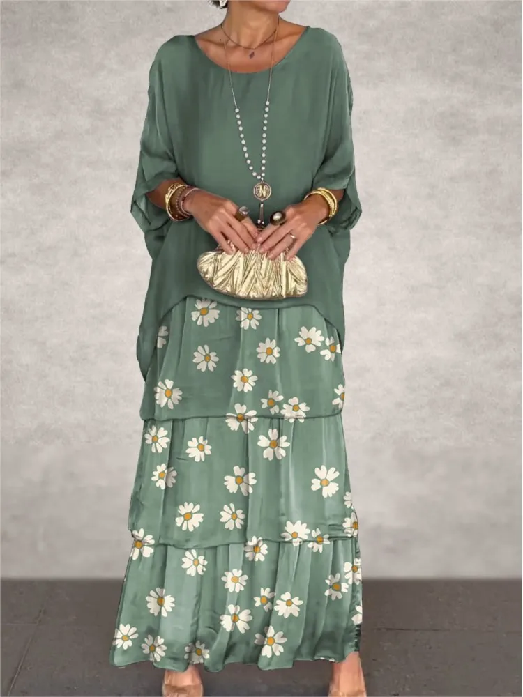 2025 Summer New Arrival Women's Elegant Long Dress Fashion Round Neck Bat Sleeve Cake Dresses For Women Spring Office Lady Robe 
2025 Summer New Arrival Women's Elegant Long Dress Fashion Round Neck Bat Sleeve Cake Dresses For Women Spring Office Lady Robe