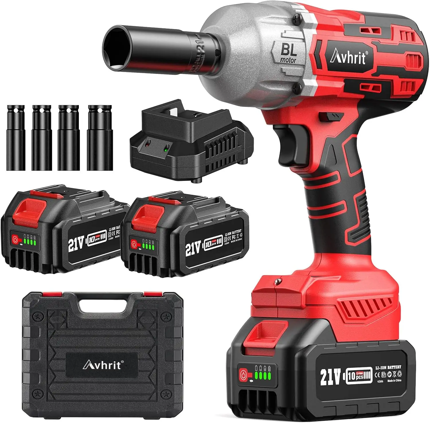 Avhrit Cordless Impact Wrench 1/2, High Torque 700Ft-lbs(950N.m) Electric Impact Gun For Car 2X 4000mAh Battery Fast Charger
Avhrit Cordless Impact Wrench 1/2, High Torque 700Ft-lbs(950N.m) Electric Impact Gun For Car 2X 4000mAh Battery Fast Charger