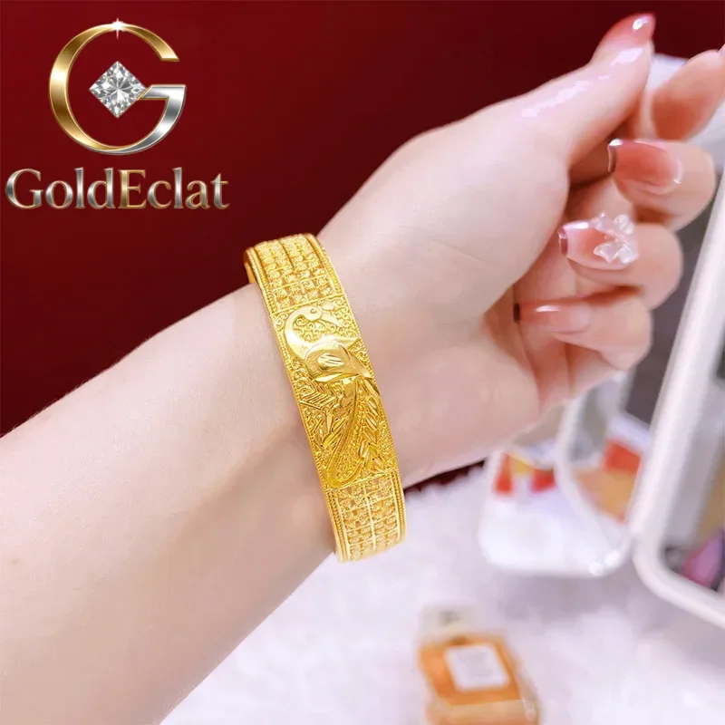 GoldEclat Luxury 24K 9999 Pure Gold real gold Women's Hollow Carved Bracelet Peacock Pattern Buckle Bracelet
GoldEclat Luxury 24K 9999 Pure Gold real gold Women's Hollow Carved Bracelet Peacock Pattern Buckle Bracelet