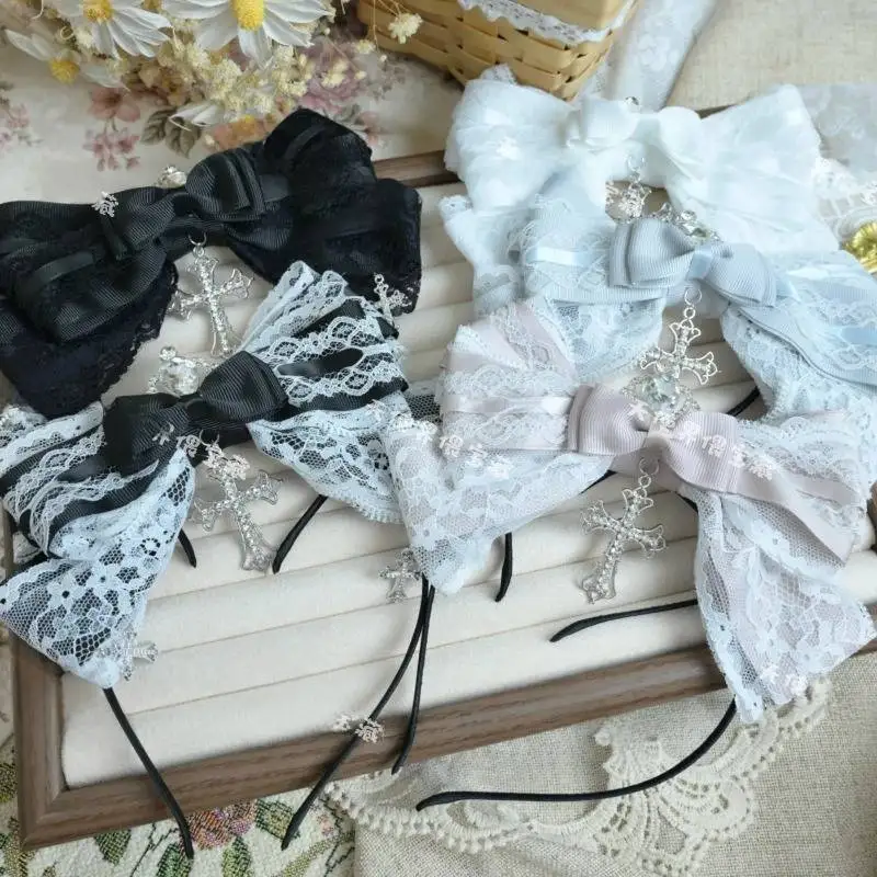 Japanese Mine Mass-produced Sweet Lolita Headband KC Subculture Girl's Woman's Cute Bow Lace Splicing Cross Hair Accessories
Japanese Mine Mass-produced Sweet Lolita Headband KC Subculture Girl's Woman's Cute Bow Lace Splicing Cross Hair Accessories