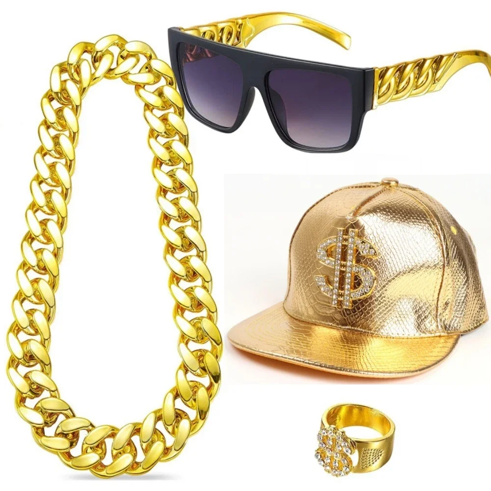 80s 90s Hip Hop Accessories Party Metal Chain Flat Top Sunglasses Rapper Big Chain Necklace and Bracelet Hip Hop Gold Cap
80s 90s Hip Hop Accessories Party Metal Chain Flat Top Sunglasses Rapper Big Chain Necklace and Bracelet Hip Hop Gold Cap