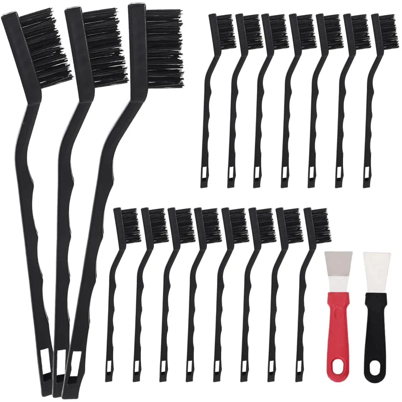 15 PCS Mini Nylon Brush Set, Wire Bristle for Cleaning Welding Slag & Rust, Curved Handle
15 PCS Mini Nylon Brush Set, Wire Bristle for Cleaning Welding Slag & Rust, Curved Handle