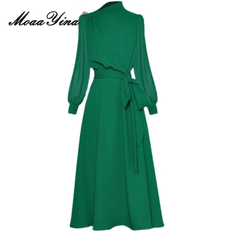 MoaaYina Fashion Designer dress Spring Women's Dress Diagonal collar Lantern Sleeve Loose Lace-up Solid color Chiffon Dresses
MoaaYina Fashion Designer dress Spring Women's Dress Diagonal collar Lantern Sleeve Loose Lace-up Solid color Chiffon Dresses
