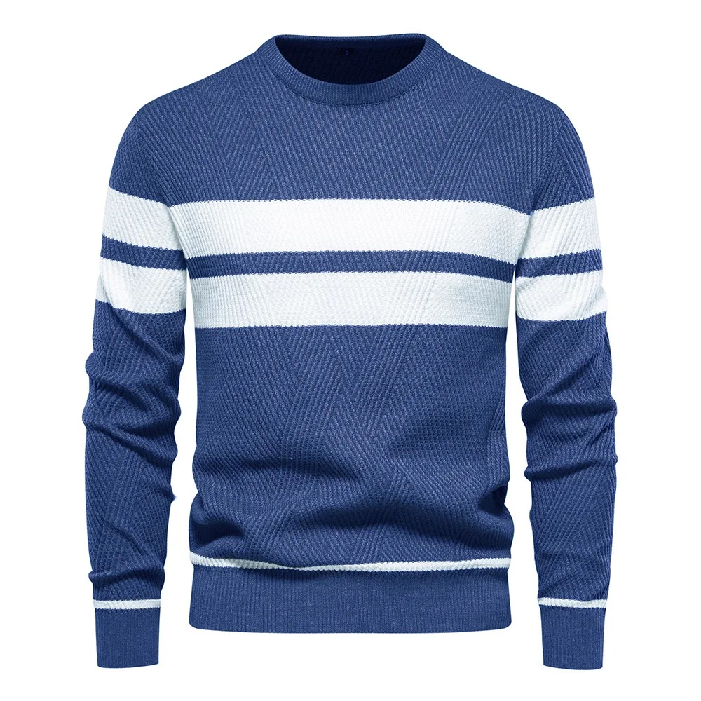 Autumn And Winter Men's casual Striped Striped Sweater Pullover Color-blocked Round-neck Men's European-sized Knitted Sweater
Autumn And Winter Men's casual Striped Striped Sweater Pullover Color-blocked Round-neck Men's European-sized Knitted Sweater