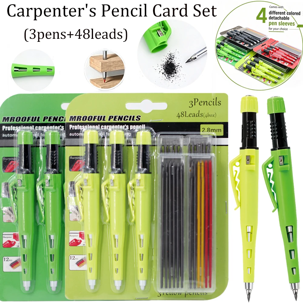 55MM Tip Deep Hole Woodworking Pencil Card Set with Pen Cap - Carpenters Marking Pencil for Woodworking Architects and DIY Tools
55MM Tip Deep Hole Woodworking Pencil Card Set with Pen Cap - Carpenters Marking Pencil for Woodworking Architects and DIY Tools
