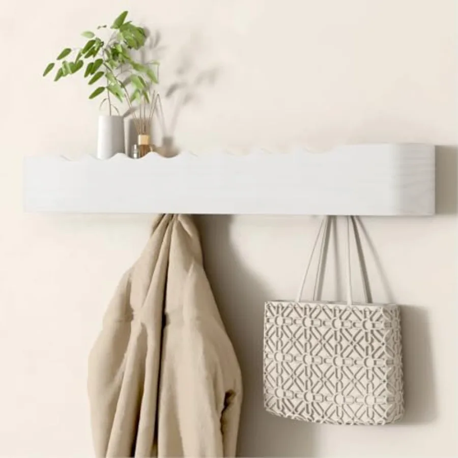 Wall Mounted Coat Rack with Shelf Wooden Entryway Organizer with Hidden Metal Hooks for Hanging Coats Bags Keys Modern Floating
Wall Mounted Coat Rack with Shelf Wooden Entryway Organizer with Hidden Metal Hooks for Hanging Coats Bags Keys Modern Floating