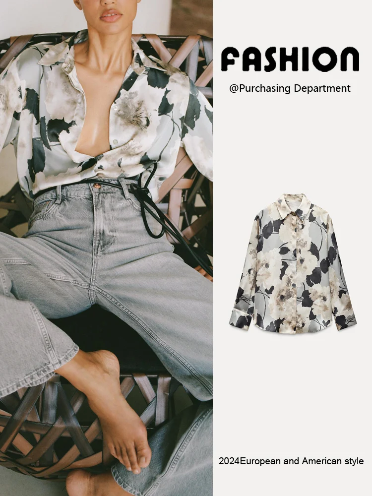 Silk Satin Long Sve Printed irt Women's Spring New Sle Casual Loose Fit Button down Collar Drapey Quali
Silk Satin Long Sve Printed irt Women's Spring New Sle Casual Loose Fit Button down Collar Drapey Quali