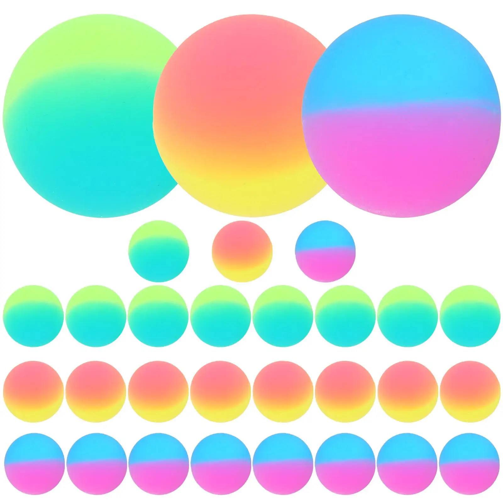 30pcs Two-color Elastic Bouncy Balls Kids Plastic Toys Floating Rainbow Small Balls for Child Play
30pcs Two-color Elastic Bouncy Balls Kids Plastic Toys Floating Rainbow Small Balls for Child Play