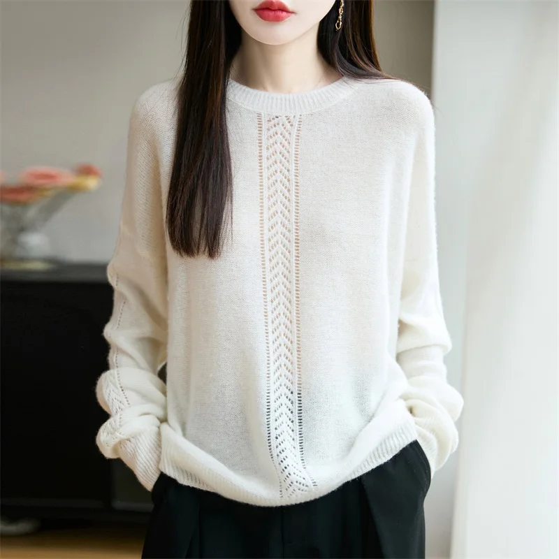 Пуловер с круглым вырезом, жаккардовый свитер из 100% мериносовой шерсти, женская осенне-зимняя одежда, однотонный вязаный свитер для женщин.
Пуловер с круглым вырезом, жаккардовый свитер из 100% мериносовой шерсти, женская осенне-зимняя одежда, однотонный вязаный свитер для женщин.