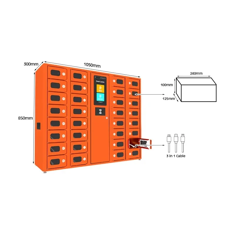 32-slot smartphone charging cabinet with 7-inch touchscreen, 3-in-1 cable connector, wall-mounted security locker
32-slot smartphone charging cabinet with 7-inch touchscreen, 3-in-1 cable connector, wall-mounted security locker