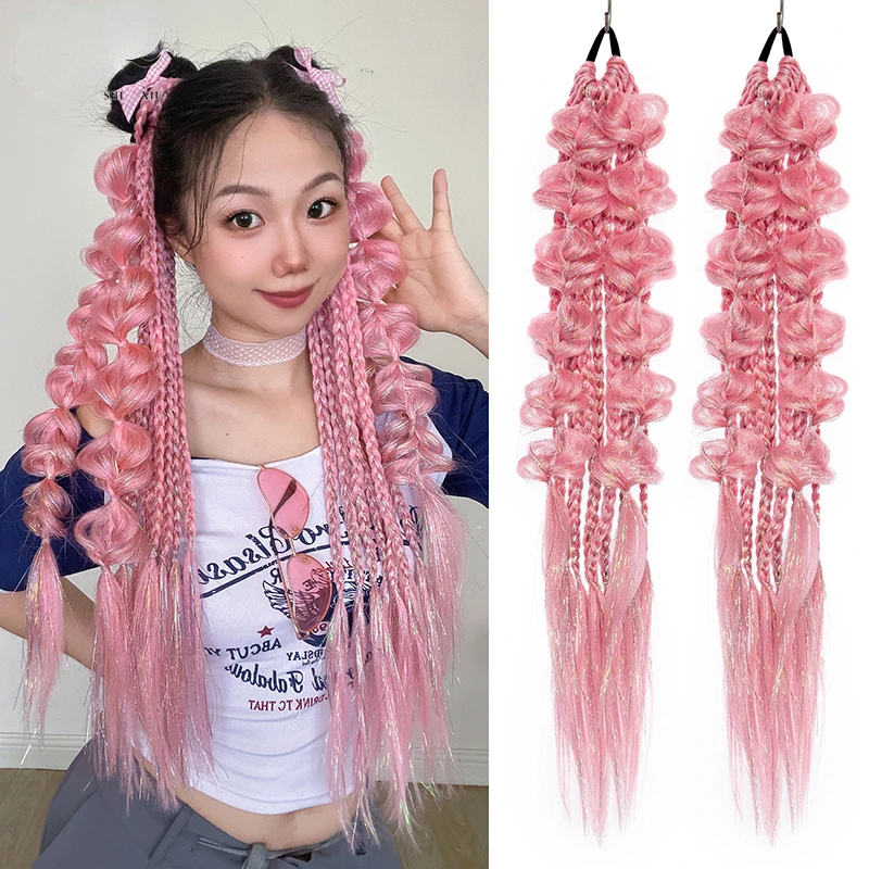 2PCS Long Colorful Synthetic Braided Ponytail Extension Rubber Band Hairpiece PonyTail With Hair High Temperature Fiber Women
2PCS Long Colorful Synthetic Braided Ponytail Extension Rubber Band Hairpiece PonyTail With Hair High Temperature Fiber Women
