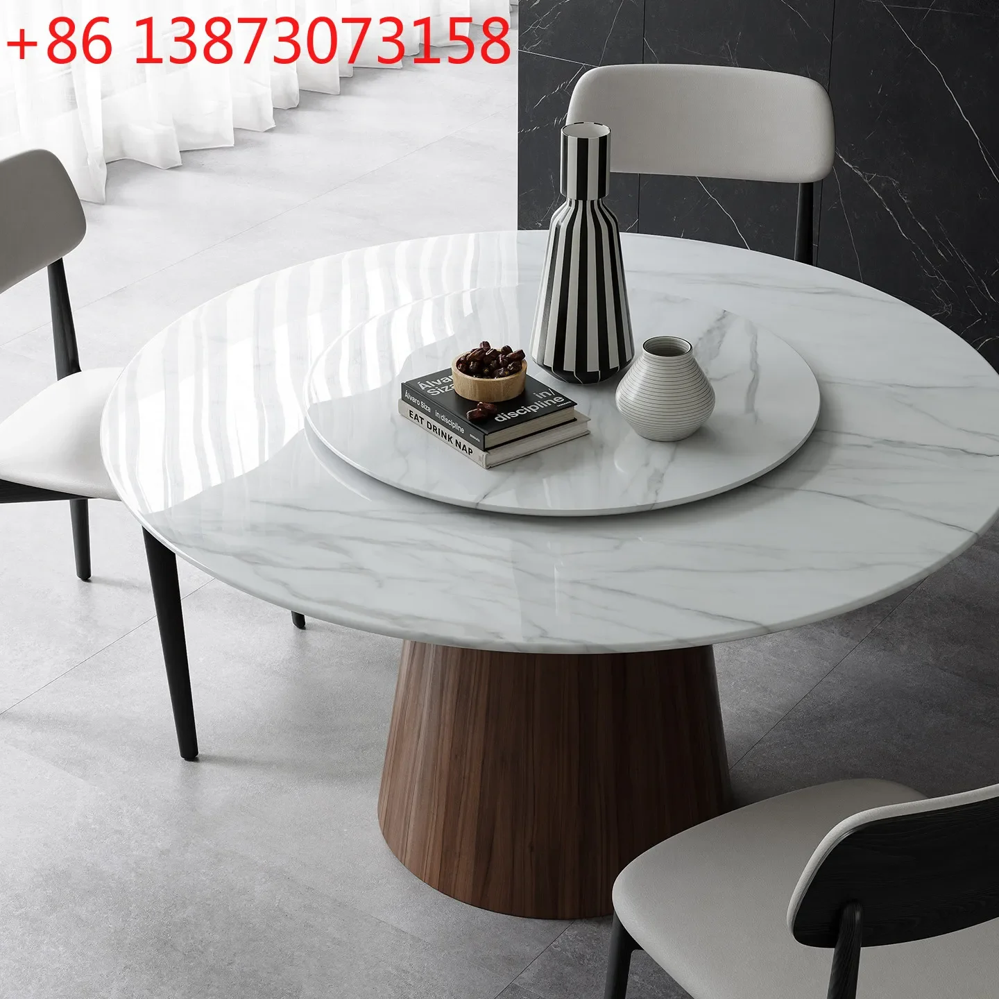 Italian modern style Italian pure natural marble round dining table with turntable high-end minimalist luxury stone
Italian modern style Italian pure natural marble round dining table with turntable high-end minimalist luxury stone
