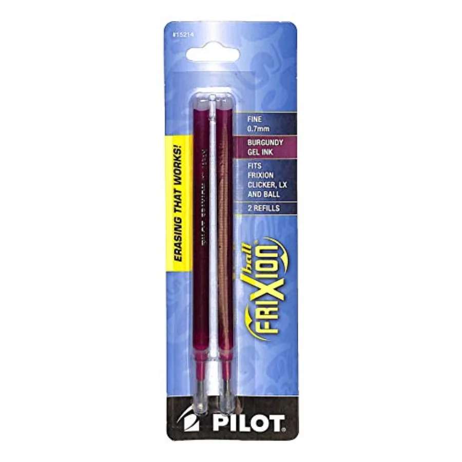 FriXion Gel Ink Refills For Clicker, LX and Ball Pens, Fine Point 0.7mm,Burgundy Ink, 2-Pack (15214)
FriXion Gel Ink Refills For Clicker, LX and Ball Pens, Fine Point 0.7mm,Burgundy Ink, 2-Pack (15214)