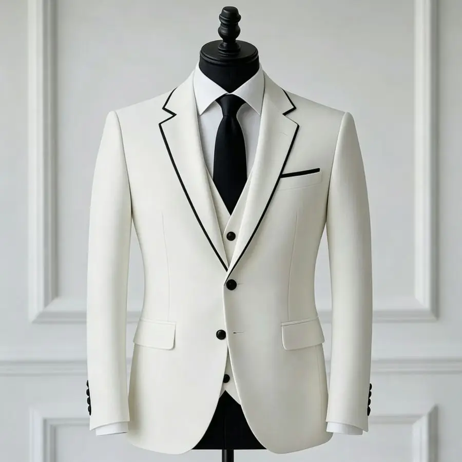 White 3 Pieces Men Slim Fit Wedding Tuxedo for Prom Formal Business Suit Set Groom Blazer with Vest Pants Party Jacket Outfit
White 3 Pieces Men Slim Fit Wedding Tuxedo for Prom Formal Business Suit Set Groom Blazer with Vest Pants Party Jacket Outfit