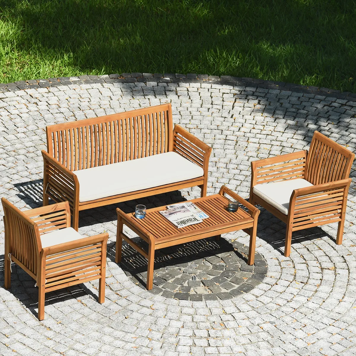 8PCS Wooden Patio Conversation Set Outdoor Furniture Set w/ Cushion
8PCS Wooden Patio Conversation Set Outdoor Furniture Set w/ Cushion