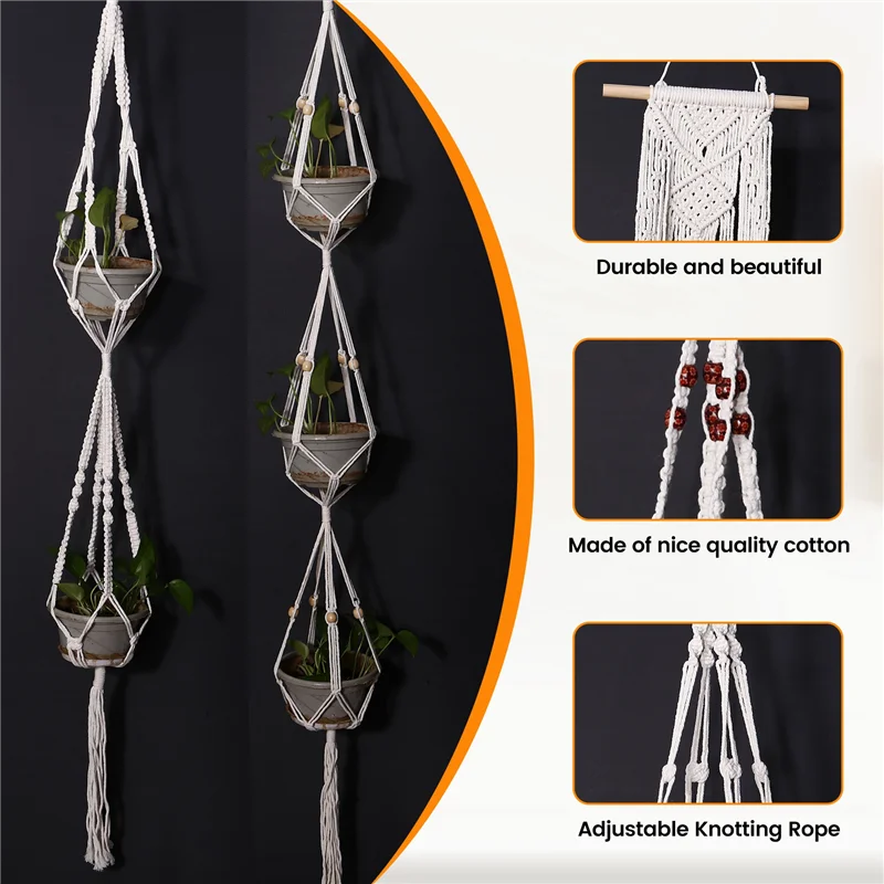 ALIM-Hand-Made Flower Stand, Adjustable Knotting Rope, Woven Hanging Basket, With Flowerpot Tray, Used In Indoor Garden.
ALIM-Hand-Made Flower Stand, Adjustable Knotting Rope, Woven Hanging Basket, With Flowerpot Tray, Used In Indoor Garden.