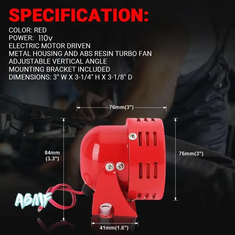 ABMF-AC110V Air Raid Siren Horn Speaker Alarm Sound Mini Electric Motor Driven Factory Vehicle Mini Loudly Siren Horn, Durable
ABMF-AC110V Air Raid Siren Horn Speaker Alarm Sound Mini Electric Motor Driven Factory Vehicle Mini Loudly Siren Horn, Durable