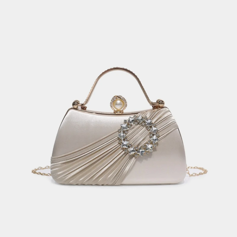 Women Elegant Pleated Satin Evening Clutch Bag Crystal Frame Clip Purse Wedding Prom Party Dinner Formal Wrinkled Handbags
Women Elegant Pleated Satin Evening Clutch Bag Crystal Frame Clip Purse Wedding Prom Party Dinner Formal Wrinkled Handbags