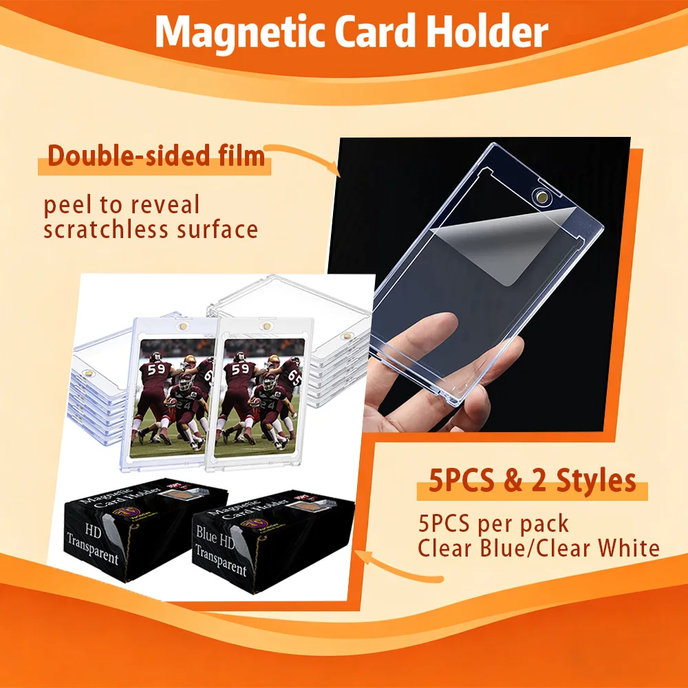 5PCS 35PT One Touch Magnetic Card Holders Clear Blue Or Clear White Acrylic Card Cases For TCG Sports Trading Cards
5PCS 35PT One Touch Magnetic Card Holders Clear Blue Or Clear White Acrylic Card Cases For TCG Sports Trading Cards