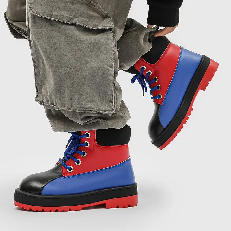 Men's Color Block Ankle Boots Non-Slip Thick Sole Lace Up Casual Work Boots Fashion Contrast Color Shoes for Outdoor Daily Wear
Men's Color Block Ankle Boots Non-Slip Thick Sole Lace Up Casual Work Boots Fashion Contrast Color Shoes for Outdoor Daily Wear