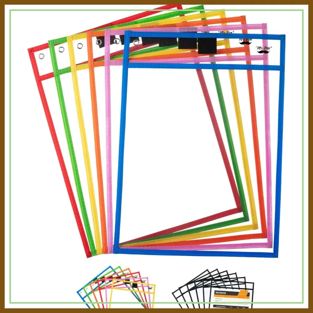 Reusable Dry Erase Pocket Sleeves, 10x14, 6 Pack, Colorful, Clear Plastic, Teacher Supplies
Reusable Dry Erase Pocket Sleeves, 10x14, 6 Pack, Colorful, Clear Plastic, Teacher Supplies