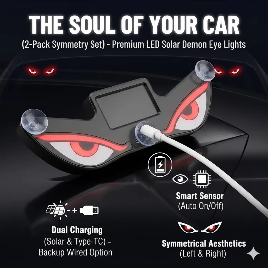 2Pcs Solar Car Eyes Light LED Window Decoration Flashing Demon Eye Truck Demon Eye Dynamic Devil Eyes For LED Car
2Pcs Solar Car Eyes Light LED Window Decoration Flashing Demon Eye Truck Demon Eye Dynamic Devil Eyes For LED Car