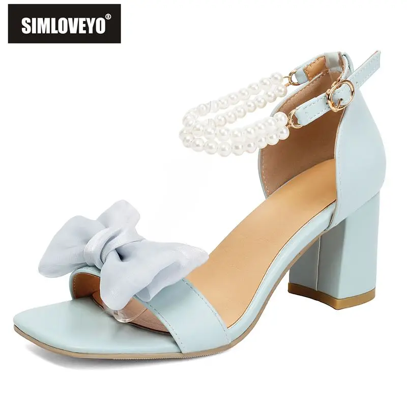 SIMLOVEYO Blue Women Sandals Square Toe 7.5cm Chunky Heel Buckle Strap Bowknot String Beads Plus Size 41 42 43 Sweet Daily Shoes
SIMLOVEYO Blue Women Sandals Square Toe 7.5cm Chunky Heel Buckle Strap Bowknot String Beads Plus Size 41 42 43 Sweet Daily Shoes