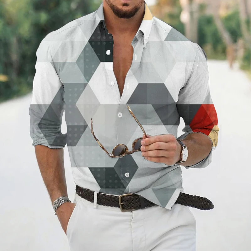 Spring Summer Top Shirt Men Fashion Long Sleeve Geometric 3D Print Beach Casual Single Breasted Lapel Shirt
Spring Summer Top Shirt Men Fashion Long Sleeve Geometric 3D Print Beach Casual Single Breasted Lapel Shirt