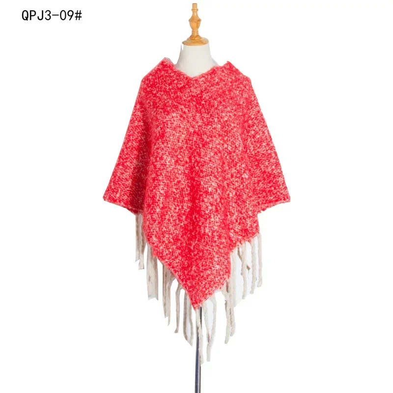 Spring Autumn Loop Yarn Women's Solid Shawl Thick Tassel Warm Fashion Street Travel Pullover Poncho Lady Capes Red Cloaks
Spring Autumn Loop Yarn Women's Solid Shawl Thick Tassel Warm Fashion Street Travel Pullover Poncho Lady Capes Red Cloaks