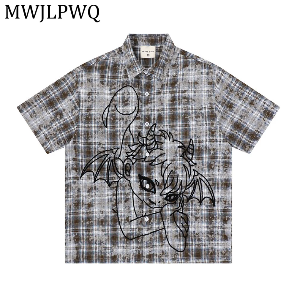 MWJLPWQ American Retro Tie-Dye Plaid Short-Sleeve Shirts Casual Summer Style Men's Trend Embroidered Turn-Down Collar Tops 16411
MWJLPWQ American Retro Tie-Dye Plaid Short-Sleeve Shirts Casual Summer Style Men's Trend Embroidered Turn-Down Collar Tops 16411