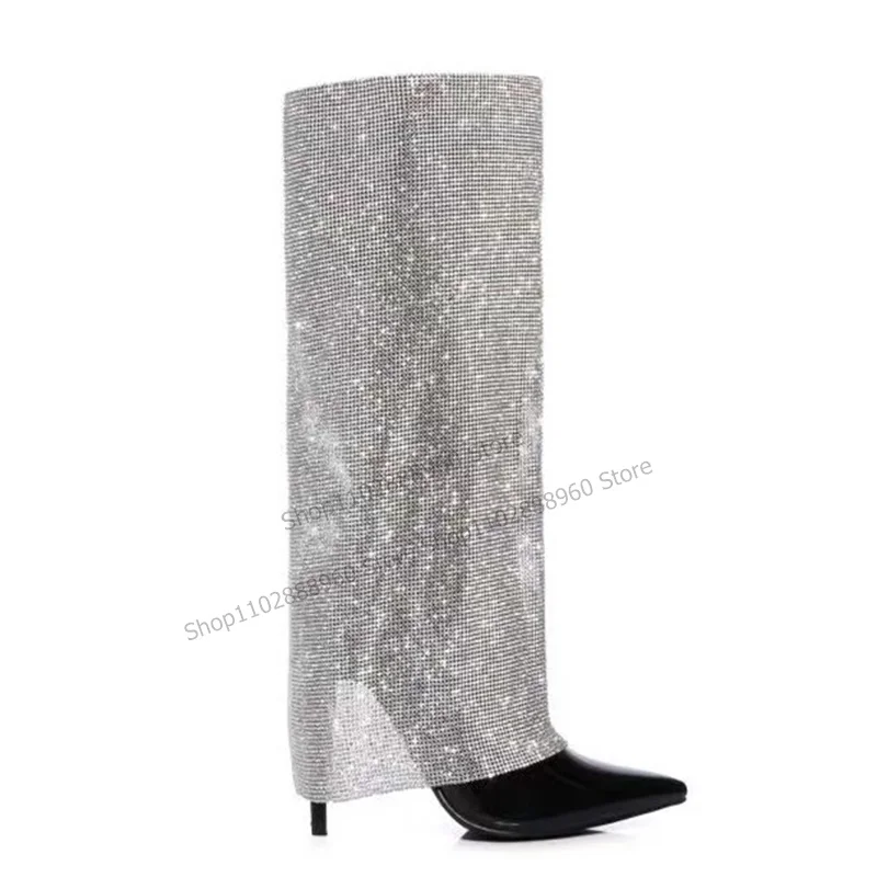 Knee High Black Full Crystal Decor Boots Stilettos High Heel Women Shoes Side Zipper Pointed Toe 2023 Sexy Zapatos Para Mujere
Knee High Black Full Crystal Decor Boots Stilettos High Heel Women Shoes Side Zipper Pointed Toe 2023 Sexy Zapatos Para Mujere