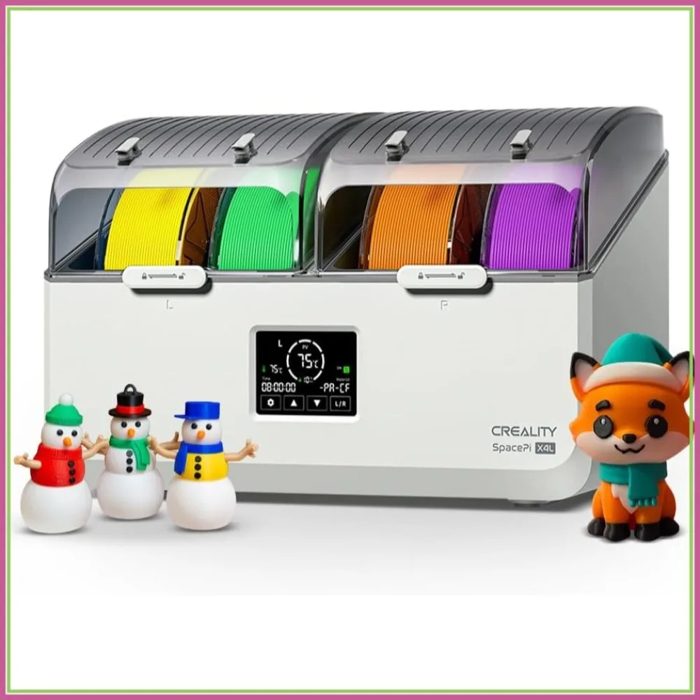 Filament Dryer & Storage Box for 4 Spools, Dual Heating Chambers, 75℃ Max, Compatible with PLA PETG ABS TPU PC PA PAHT
Filament Dryer & Storage Box for 4 Spools, Dual Heating Chambers, 75℃ Max, Compatible with PLA PETG ABS TPU PC PA PAHT