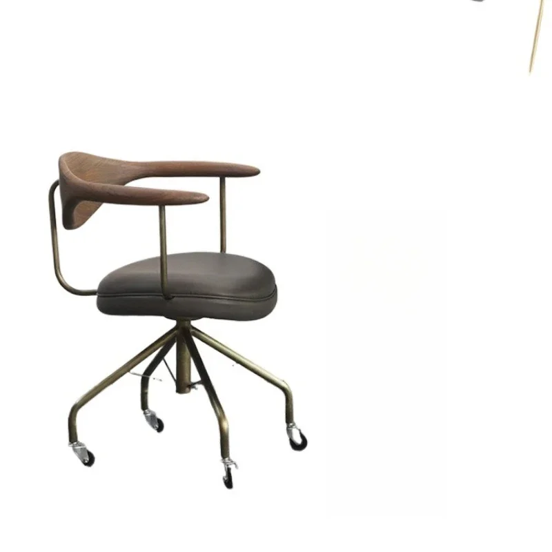 Office computer chair, Nordic minimalist modern walnut beech solid wood retro copper leg mobile book chair
Office computer chair, Nordic minimalist modern walnut beech solid wood retro copper leg mobile book chair