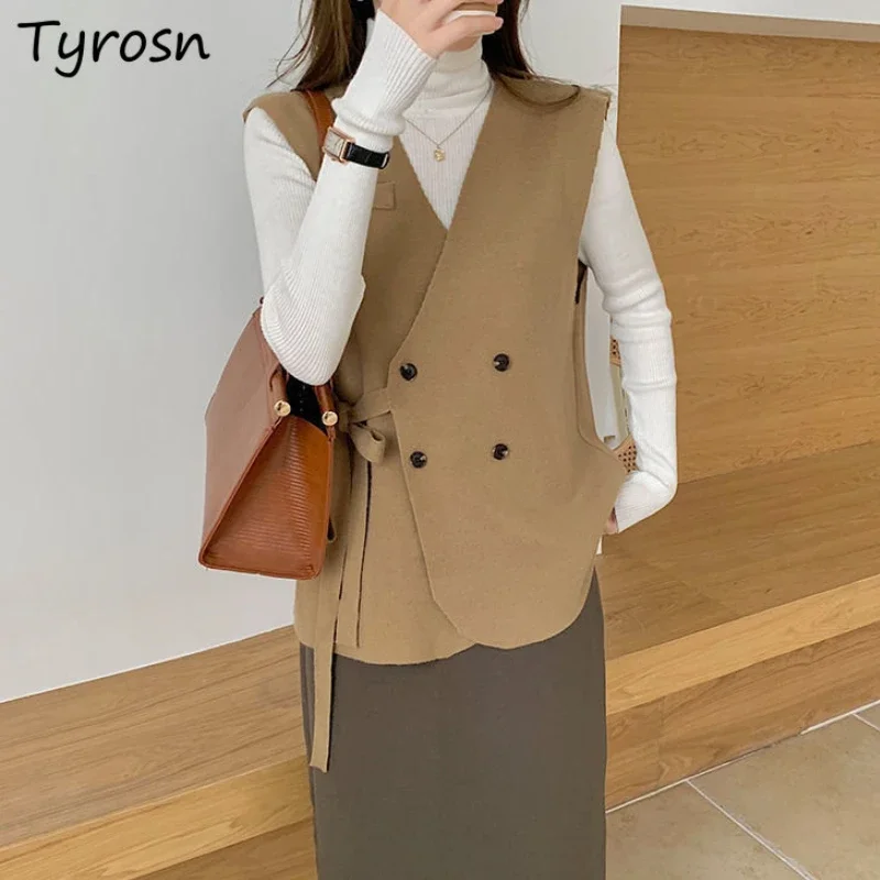 Sweater Vests Women Elegant Loose Fashion Solid Design Knitting Simple V-neck All-match Leisure Lace-up Daily Spring Sleeveless
Sweater Vests Women Elegant Loose Fashion Solid Design Knitting Simple V-neck All-match Leisure Lace-up Daily Spring Sleeveless