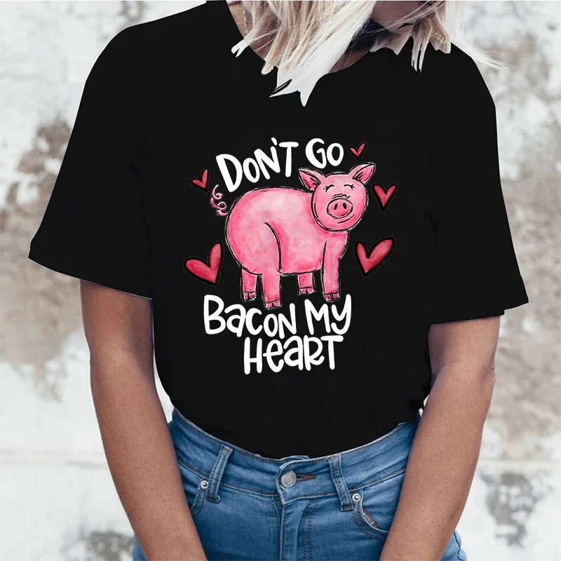 (High quality T-shirts)Women Fashion Valentine'S Day Pig Don'T Go Bacon My Heart Letter Print T-Shirt Female Casual T Shirt
(High quality T-shirts)Women Fashion Valentine'S Day Pig Don'T Go Bacon My Heart Letter Print T-Shirt Female Casual T Shirt