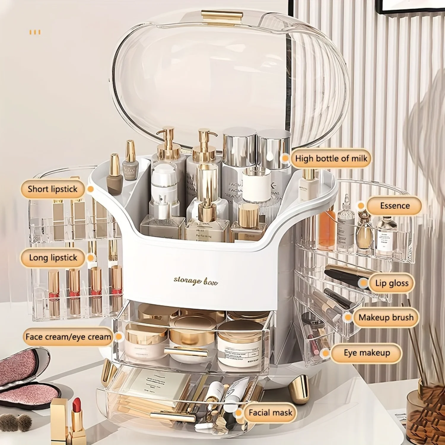 Organizer, 1 Piece Clear Multi Grid Large Capacity Cosmetic Box with Drawer, Luxury Light Desktop Organiser for Bedroom Vanity
Organizer, 1 Piece Clear Multi Grid Large Capacity Cosmetic Box with Drawer, Luxury Light Desktop Organiser for Bedroom Vanity