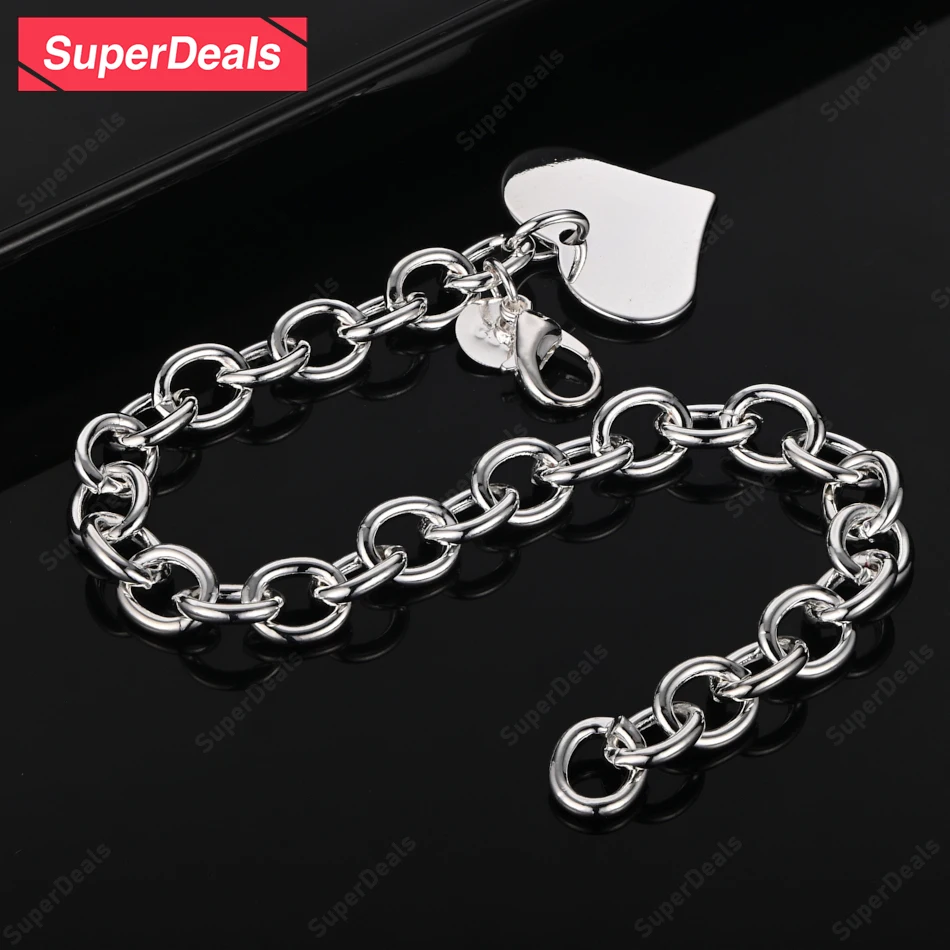 SuperDeals 925 Sterling Silver Bracelet Solid Heart Pendant Chain Couple Jewelry Women Charm Wedding Party Gift Accessories
SuperDeals 925 Sterling Silver Bracelet Solid Heart Pendant Chain Couple Jewelry Women Charm Wedding Party Gift Accessories