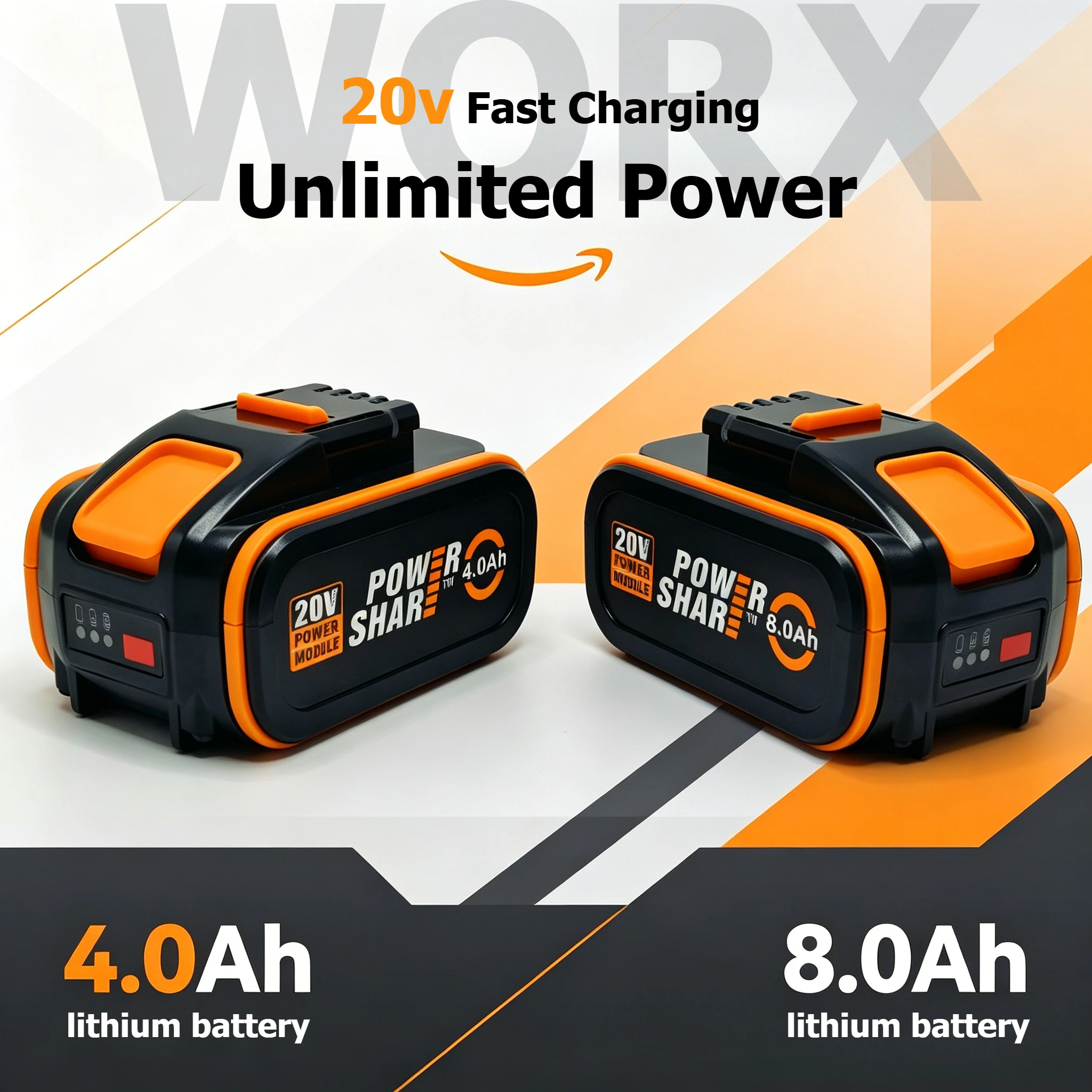 Worx 20V 8.0Ah PowerShare System High Performance Rechargeable Li-ion Battery For All Worx 20V Cordless Power Tools
Worx 20V 8.0Ah PowerShare System High Performance Rechargeable Li-ion Battery For All Worx 20V Cordless Power Tools