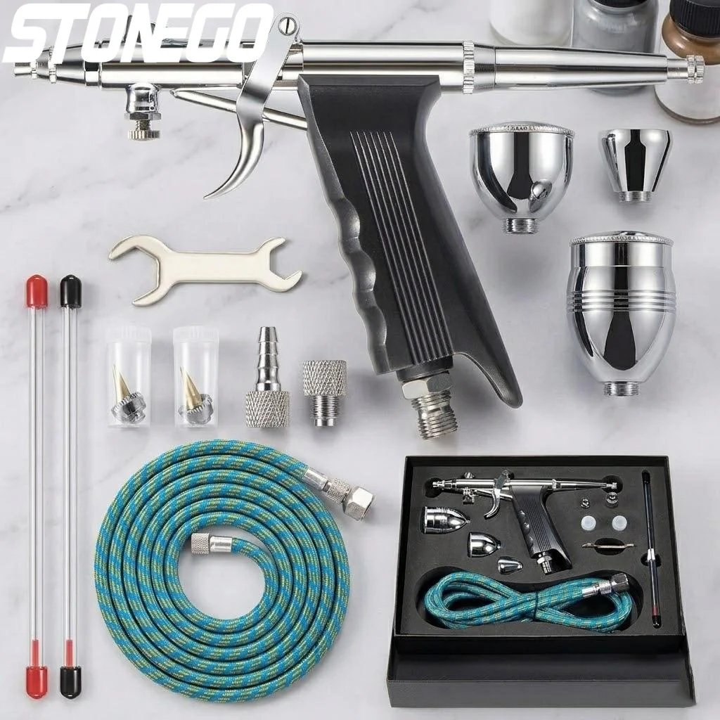 Professional Airbrush Kit with Double Action Trigger Airbrush Gun Three Nozzle Sizes Zero Point Three Millimeter Zero Point Five Millimeter Zero Point Eight Millimeter Nozzles 2 5 13cc Paint Cups for Nails Art Cake Decorating Tattoo Hobby Craft Tool
Professional Airbrush Kit with Double Action Trigger Airbrush Gun Three Nozzle Sizes Zero Point Three Millimeter Zero Point Five Millimeter Zero Point Eight Millimeter Nozzles 2 5 13cc Paint Cups for Nails Art Cake Decorating Tattoo Hobby Craft Tool