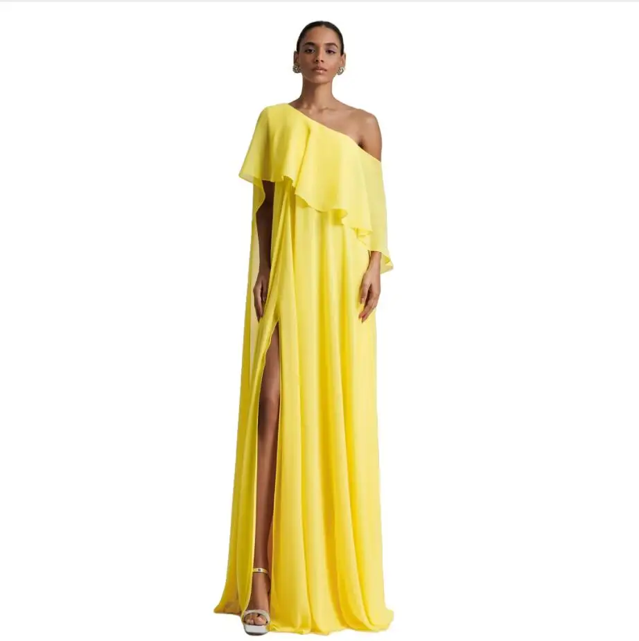 Evening Dresses for Women A Line Simple Chiffon Maxi Gown Side Slit Ruffles vestido de novia Formal Prom Dress Customized
Evening Dresses for Women A Line Simple Chiffon Maxi Gown Side Slit Ruffles vestido de novia Formal Prom Dress Customized