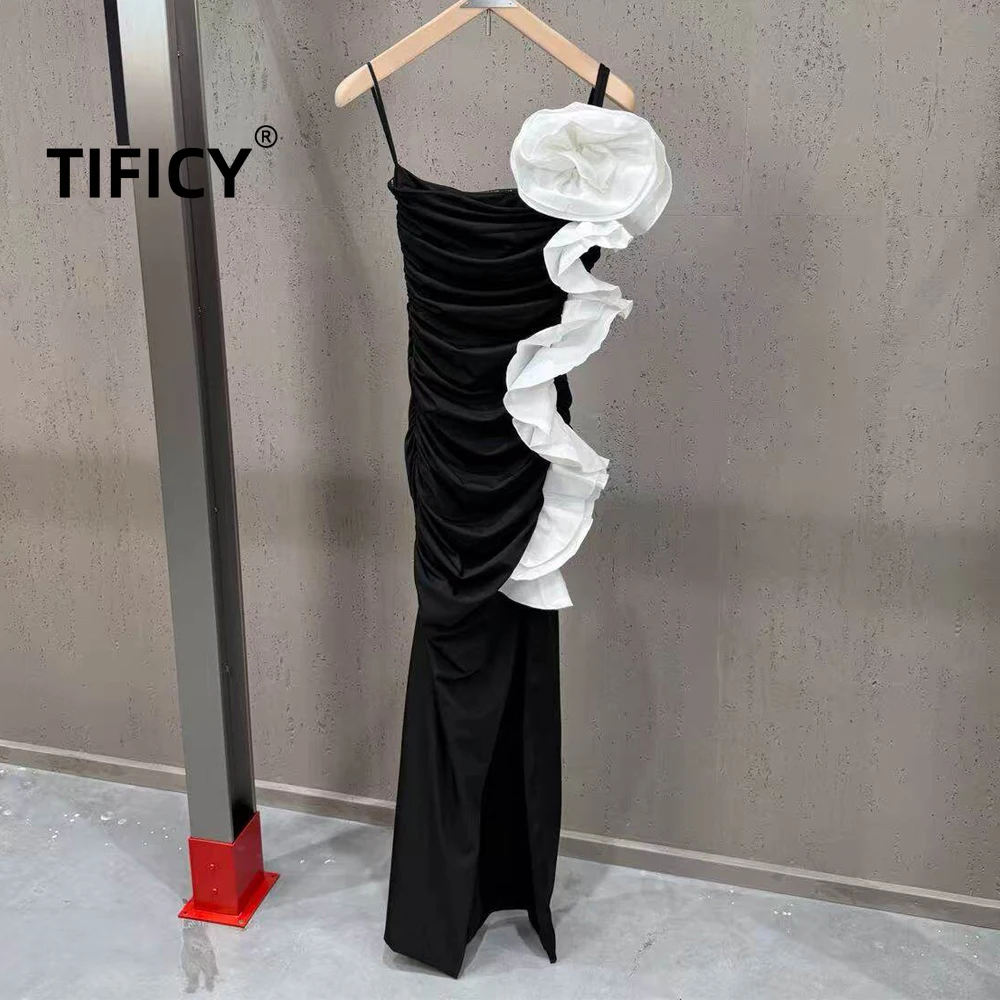 High Street Dresses Women's Summer Color Blocked Three-dimensional Large Flower Slit Slimming and Sexy Strapless Dress
High Street Dresses Women's Summer Color Blocked Three-dimensional Large Flower Slit Slimming and Sexy Strapless Dress