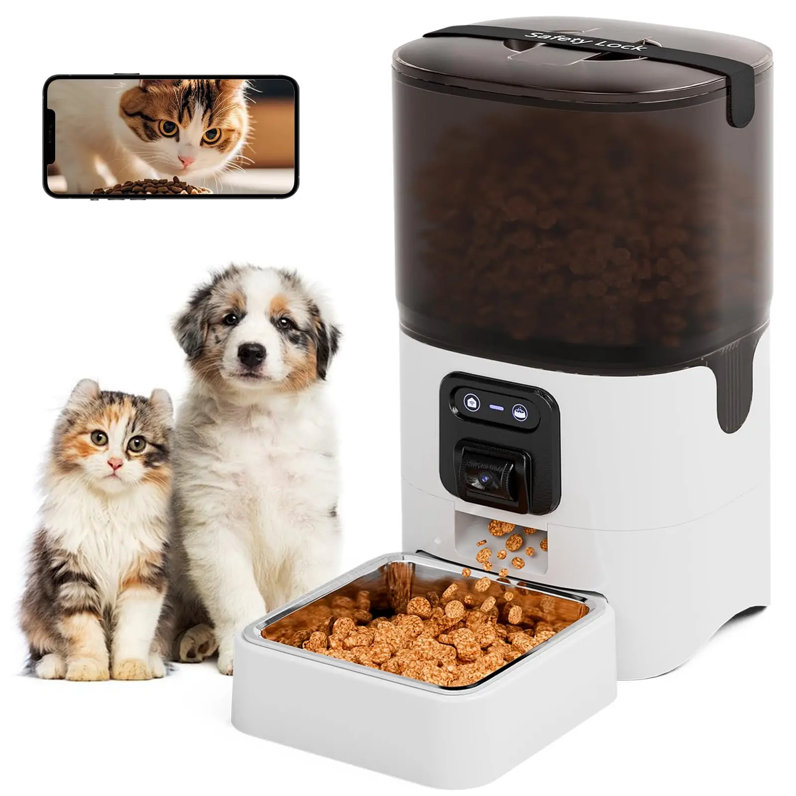 6L Automatic Cat Feeder with Camera, 1080P HD Camera Live Video, Night Vision 2-Way Audio, WiFi & App Remote Control
6L Automatic Cat Feeder with Camera, 1080P HD Camera Live Video, Night Vision 2-Way Audio, WiFi & App Remote Control