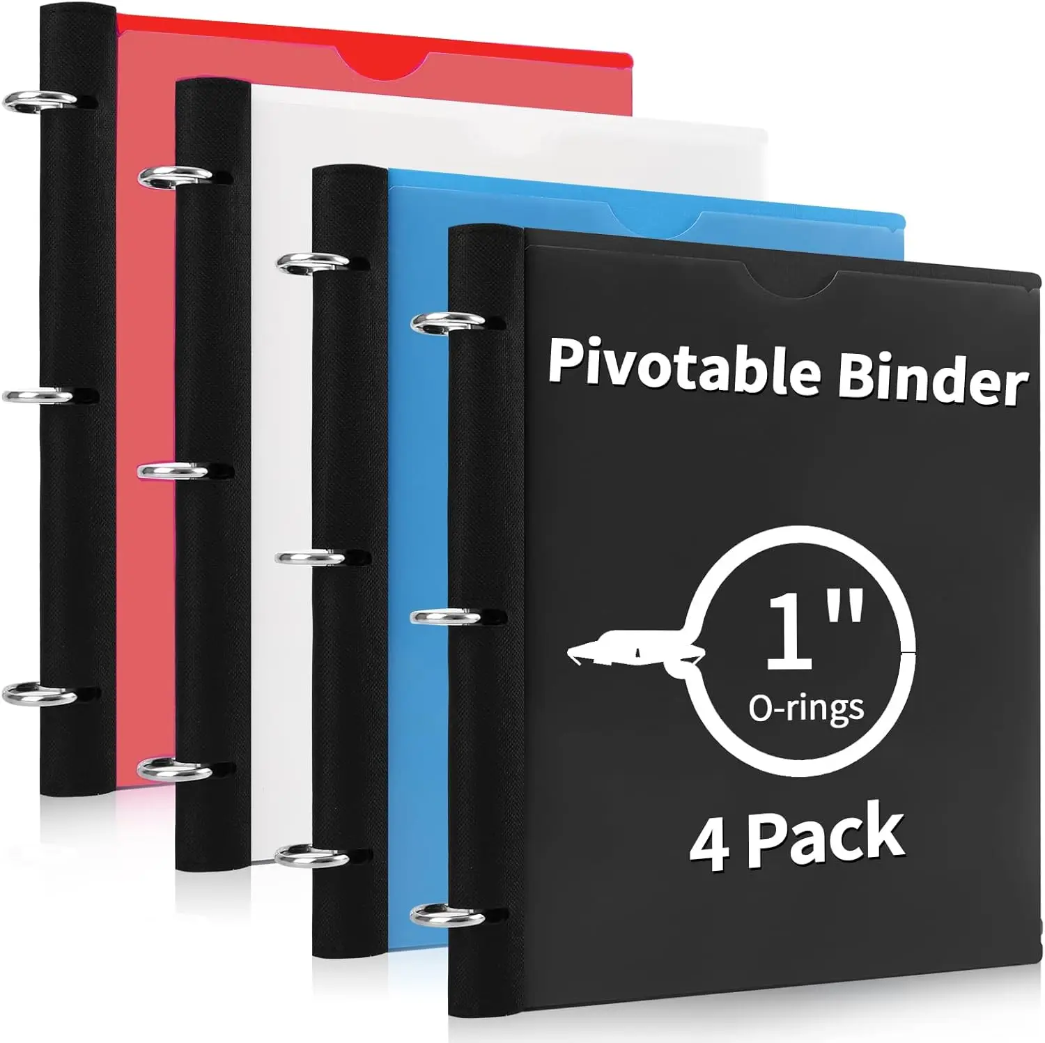 360° Rotating 3 Ring Binder, 1 inch 4 Pack, Foldable & Flexible, Lay Flat Design, Black/White/Blue/Red
360° Rotating 3 Ring Binder, 1 inch 4 Pack, Foldable & Flexible, Lay Flat Design, Black/White/Blue/Red