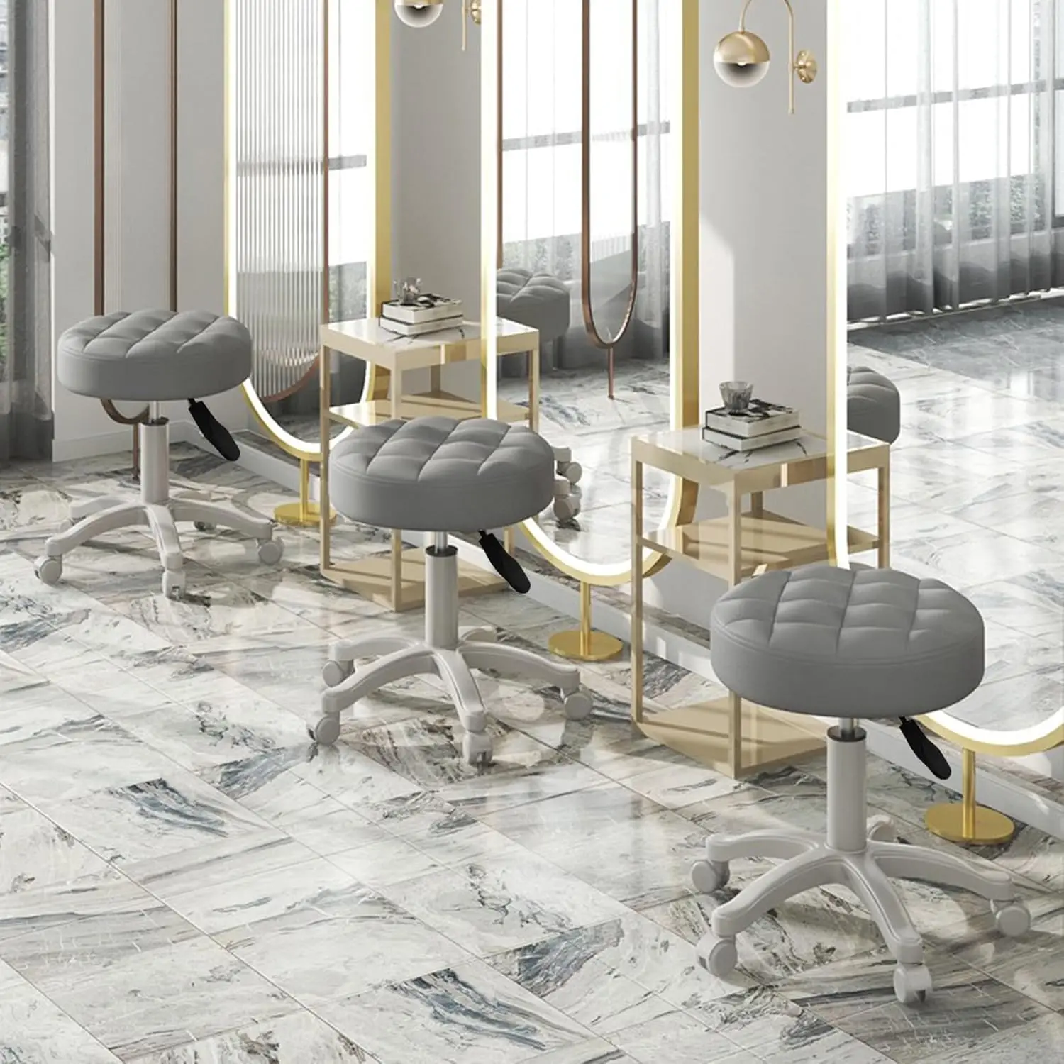 PU Leather Seat Height Adjustable Swivel Teacher Stools Pedicure Rolling Stools With Wheels Vanity Drafting Work Spa Salon Stool
PU Leather Seat Height Adjustable Swivel Teacher Stools Pedicure Rolling Stools With Wheels Vanity Drafting Work Spa Salon Stool